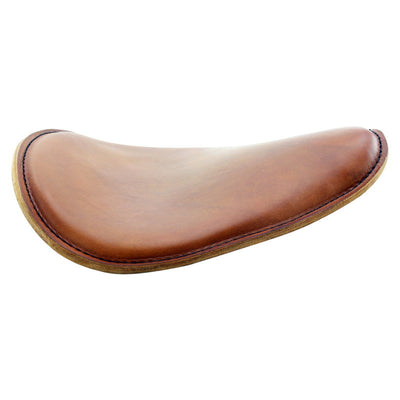 A Brown Leather Thin High Back Solo Seat by Rich Phillips Leather on a white background.