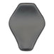 Side view of the Snub Nose Leather High Back Solo Seat (Black) from Wyatt Gatling, boasting a curved design and a mounting bolt at the bottom, reminiscent of the sleek contours found on Choppers and Bobbers.