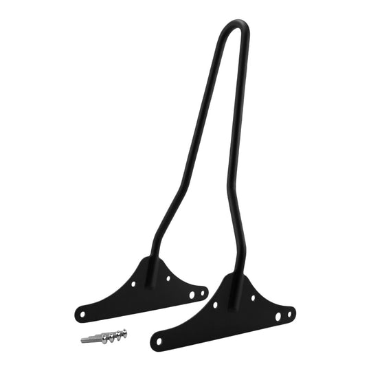 Four TC Bros. Sissy Bars for Harley-Davidson Dyna (FXD) 2002–2005 are shown in chrome and black, with straight and kickback styles. Includes mounting hardware and is compatible with motorcycle luggage racks for added versatility.