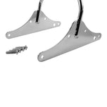 Four TC Bros. Sissy Bars for Harley-Davidson Dyna (FXD) 2002–2005 are shown in chrome and black, with straight and kickback styles. Includes mounting hardware and is compatible with motorcycle luggage racks for added versatility.