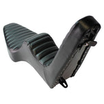 Shown are two black TC Bros. King & Queen Hardtail Seats for Harley-Davidson Sportster 1994-2003, ideal for pairing with a TC Bros. sissy bar, and designed specifically to fit your Sportster model.
