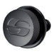 Black metal cap with a knurled edge and an engraved “S” logo on the flat surface, designed as the Saddlemen Seat Screw for 1997-Up Harley-Davidson motorcycles by Saddlemen, photographed against a white background.