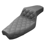 Saddlemen Step-Up Seats for 2004-2020 Harley-Davidson Sportster with 4.5-gallon tank come in brown or black, each with unique stitching and custom styles from Saddlemen.