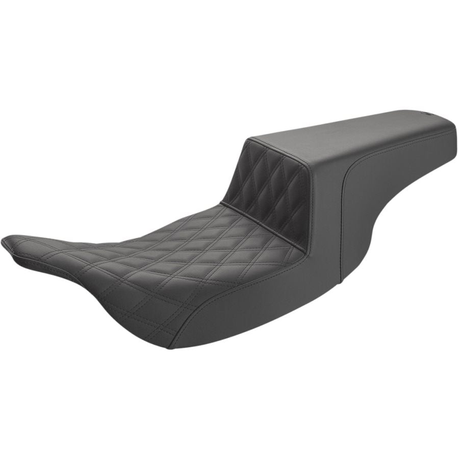 Saddlemen now offers a Step-Up Seat, featuring a stylish Black Front Diamond Stitch design, for FLHT & FLTR models.