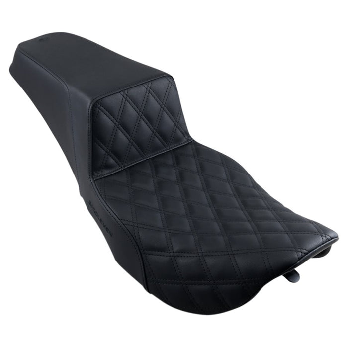 Harley-Davidson FLHR FLHX with a Saddlemen Step-Up Seat FLHR FLHX 1997-2007 - Black Front Diamond Stitch.