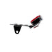 A black and red TC Bros. Maltese Cross Side Mount Tail Light/License Plate Bracket on a white background, featuring a versatile bracket for side mount license plate.