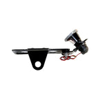 A modular design self grounding 12 Volt Brake/Tail Lamp featuring a TC Bros. 2 Inch Round Bobber Side Mount Tail Light/License Plate Bracket.