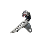 A versatile TC Bros. "Stop" Bobber Side Mount Tail Light/License Plate Bracket, designed for side mount license plates and tail light brackets.