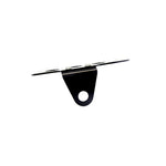 A black TC Bros. Side Mount License Plate Bracket (with no light) 20mm (3/4") Axle Mount on a white background offers multiple mounting options for a license plate.
