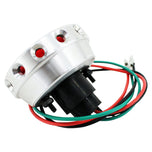 A Mid-USA vintage silver ignition switch with red wires and an Aluminum Vintage Drilled Tail Light.