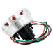 A Mid-USA vintage silver ignition switch with red wires and an Aluminum Vintage Drilled Tail Light.