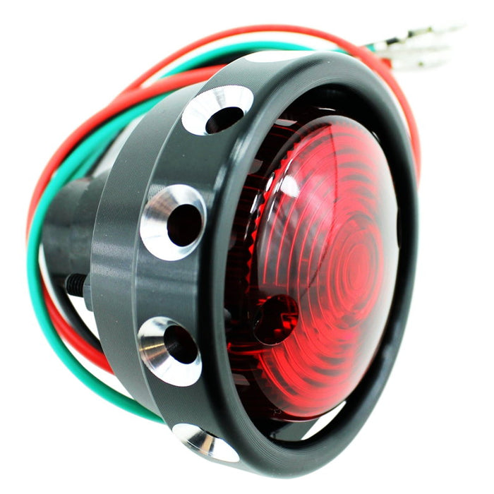 A Mid-USA Aluminum Vintage Drilled Tail Light on a white background.