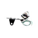 A motorcycle headlight with a TC Bros. LED Model A Side Mount Tail Light/License Plate Bracket attached to it.