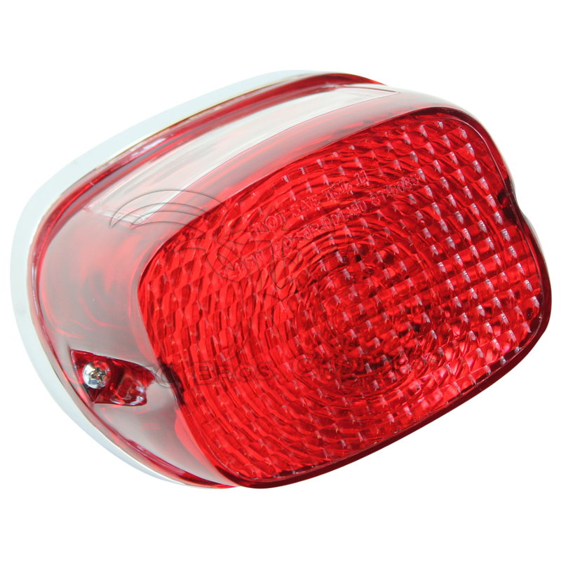 Mid-USA Squareback Light is a rectangular red plastic tail light cover with a textured surface and two mounting screws, designed as an OEM-style fit for 1973-1998 Harley-Davidson models.