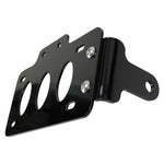 The TC Bros. side mount license plate bracket (with no light) 1/2" Shock Mount is powdercoated gloss black.