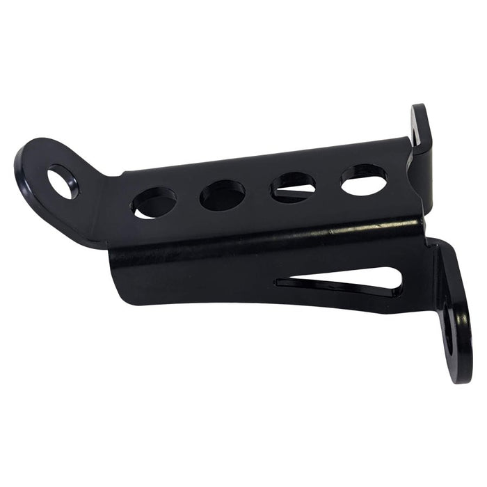 A TC Bros. Bottom Mount Harley Headlight Bracket - Black for a motorcycle.