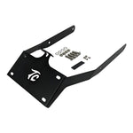 A black TC Bros. License Plate Relocation Bracket for Harley Davidson 2018+ Softail Fat Bob FXFB FXFBS.