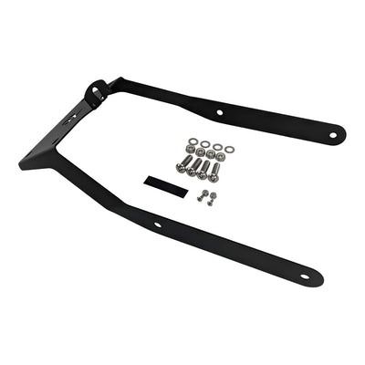 A black mounting bracket, compatible with TC Bros. License Plate Relocation Bracket for Harley Davidson 2018+ Softail Fat Bob FXFB FXFBS motorcycles, for a license plate relocation bracket.