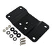 A black TC Bros. laydown license plate mount for Harley Davidson with screws and nuts.