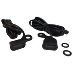 The Moto Iron® LED Handlebar Marker Lights for Softail, Dyna, and Sportster models feature high-intensity amber LEDs with attached wires and include two black rubber washers. Designed with a black finish reminiscent of billet aluminum housings, they combine durability and flair.