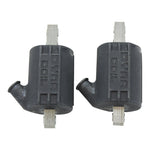 Two black Dynatek Coils 12V 5 OHM 1 Angled BigTwin&XL w/Points or Elec Singfire (ex w/OE Singlefire) #DC10-1 coils on a white background.