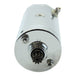 Two cylindrical Mid-USA Starter Motors for L1966-1982 Harley-Davidson Big Twin and Sportster—one chrome, one black—each with connection terminals and a gear, ideal starter options for your Harley.