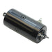Two cylindrical Mid-USA Starter Motors for L1966-1982 Harley-Davidson Big Twin and Sportster—one chrome, one black—each with connection terminals and a gear, ideal starter options for your Harley.