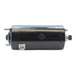 Two cylindrical Mid-USA Starter Motors for L1966-1982 Harley-Davidson Big Twin and Sportster—one chrome, one black—each with connection terminals and a gear, ideal starter options for your Harley.