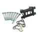 A set of Hughs HandBuilt XS650 Motor Mount Kit (74-Up) bolts, nuts, and washers for a motorcycle chassis.