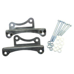 A pair of metal brackets and bolts on a white background, Hughs Handbuilt XS650 Top Motor Mount Window Fits 1973-Down.