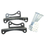 A pair of metal brackets and bolts on a white background, Hughs Handbuilt XS650 Top Motor Mount Window Fits 1973-Down.