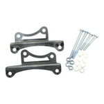 A pair of Hughs Handbuilt XS650 Top Motor Mount Window 1974-83 brackets and bolts, on a white background.