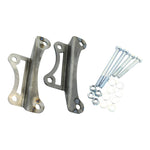 A pair of Hughs Handbuilt XS650 Top Motor Mount Window 1974-83 brackets and bolts, on a white background.