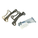 A pair of Hughs Handbuilt XS650 Top Motor Mount Window 1974-83 brackets and bolts, on a white background.