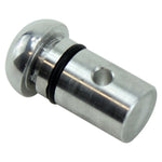 An LC Fabrications XS650 Tach Drive Plug (aluminum) with a black hole, made of stainless steel.
