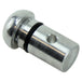An LC Fabrications XS650 Tach Drive Plug (aluminum) with a black hole, made of stainless steel.