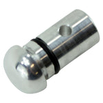 An LC Fabrications XS650 Tach Drive Plug (aluminum) with a threaded hole.