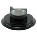 An LC Fabrications Harley Bar Switch Eliminator-Brake (black) with a metal ring on it.
