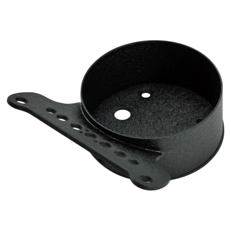 A metal holder with a hole in it, ideal for mounting a Single Gauge Mounting Kit for Sportster 1995-2005 - Black by Biker's Choice.