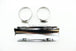 The Mid-USA Universal 7" Exhaust Heat Shield Kit by Mid-USA features a chrome-plated shield with two metal hose clamps, shown on a white background.