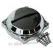 The Mid-USA Chrome Carb Cover for Harley-Davidson CV Carburetor features four mounting holes, matching screws, and visible "Mid-USA" branding on a white background. Suitable for Keihin CV carbs.