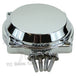 The Mid-USA Chrome Carb Cover for Harley-Davidson CV Carburetor features four mounting holes, matching screws, and visible "Mid-USA" branding on a white background. Suitable for Keihin CV carbs.