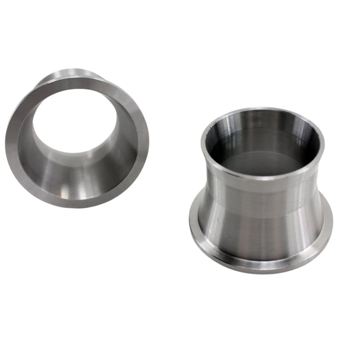 Two Mid-USA Exhaust Torque Cones for 1986-Up Harley-Davidson are displayed, one upright and one on its side, both on a white background—ideal for enhancing performance in compatible Harley exhaust systems.