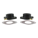 Pair of Moto Iron® Yamaha XS650 Special Intake Manifolds Carb Holders with metal flanges and matching gaskets, built to OEM specs. Shown side by side on a white background, perfect for your restoration project.