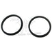 Two black rubber O-rings from the Mid-USA Intake Manifold-to-Cylinder Head Gasket Set for 1984-2006 Harley-Davidson motorcycles are placed side by side on a white background with a faint logo and text beneath them.