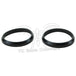 Two black rubber O-rings from the Mid-USA Intake Manifold-to-Cylinder Head Gasket Set for 1984-2006 Harley-Davidson motorcycles are placed side by side on a white background with a faint logo and text beneath them.