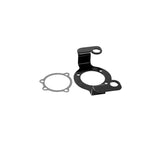 The TC Bros. Air Cleaner/Carb Support Bracket, designed for 1991-2006 Harley-Davidson Sportster, is a black metal bracket with a central circular opening and multiple bolt holes, shown with matching flat gasket included.