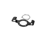 The TC Bros. Air Cleaner/Carb Support Bracket, designed for 1991-2006 Harley-Davidson Sportster, is a black metal bracket with a central circular opening and multiple bolt holes, shown with matching flat gasket included.