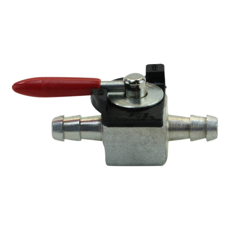 A 1/4" In-Line Fuel Shut Off Valve with a red handle for fuel delivery on a white background, manufactured by Motion Pro.