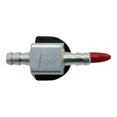 A Motion Pro 1/4" In-Line Fuel Shut Off Valve with a red handle.